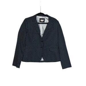 J. Crew Regent Blazer Navy Blue White Polka Dot Preppy Business Linen Size 14
